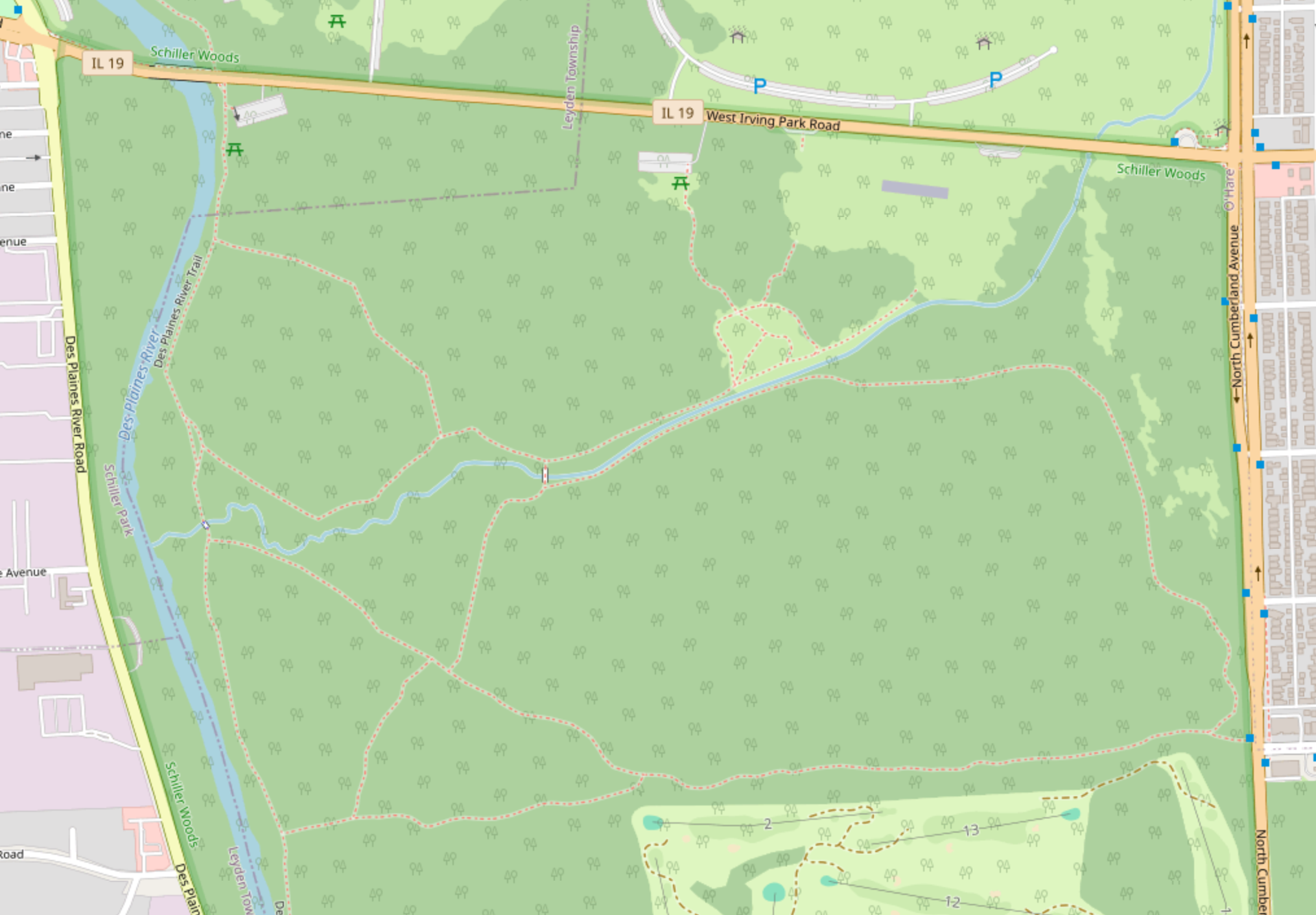 Schiller Woods South trails. Credit: OpenStreetMaps